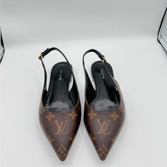 Authentic LOUIS VUITTON Patent Monogram Cherie Slingback Ballerina Flats 37 - Picture 3 of 8
